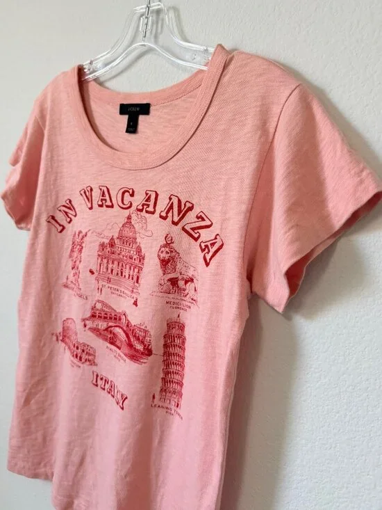 J. Crew Short Sleeve Round Neck "In Vacanza" Cotton T-Shirt Women's Size S - Picture 6 of 8